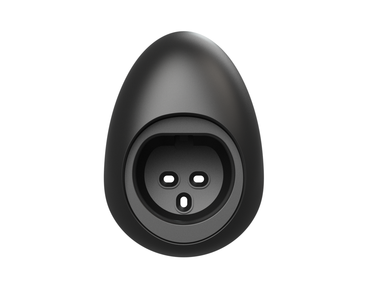 Soporte Cable Carga EV Tipo 2 – Soporte de pared negro ovalado con apertura enchufe Tipo 2 y tres pines, vista frontal | Carga EV | miio Store
